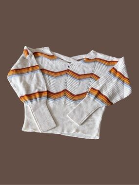 FCT With Love Rainbow Stripe Knit Sweater | Size Small | Crisscross Back | Boho